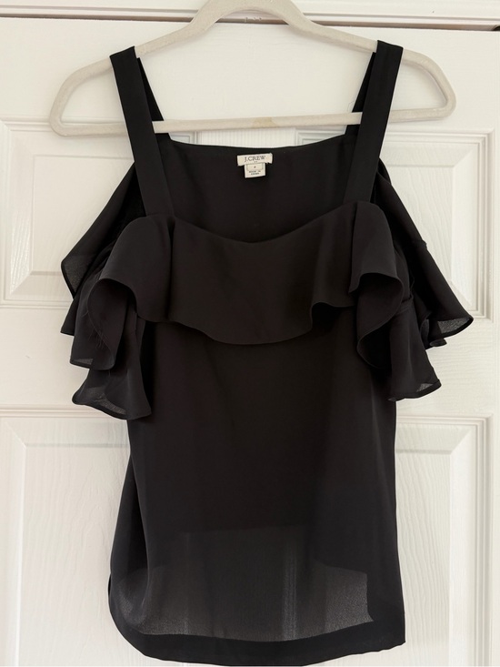 J. Crew Tops - J. Crew Black Ruffle Cold-Shoulder Camisole
